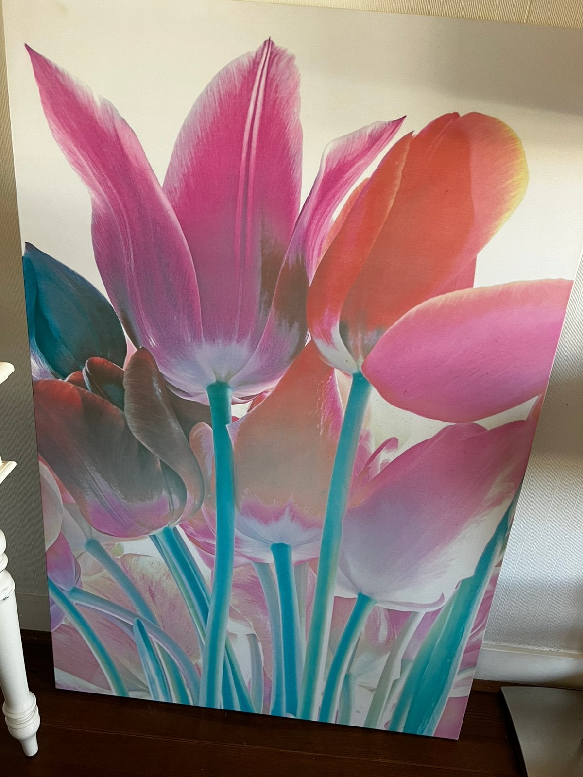 Schilderij ( print)  met kleurrijke tulpen, Ophalen, Hout, Print, Op houten frame