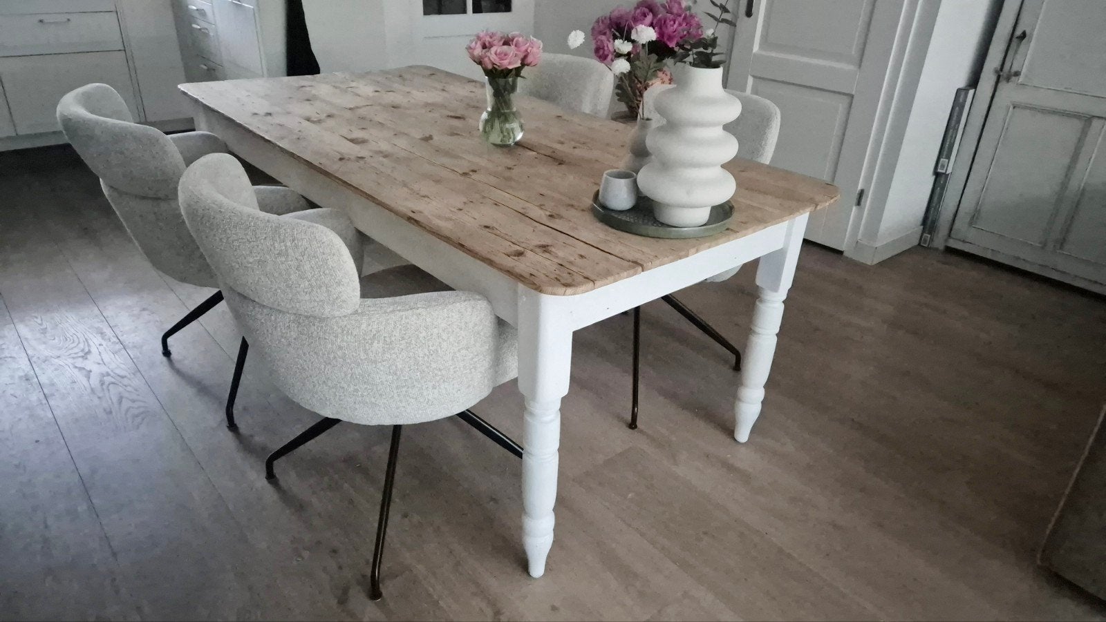 Boeren / landelijke eettafel 180x90, Ophalen, Gebruikt, 50 tot 100 cm, Vijf personen of meer