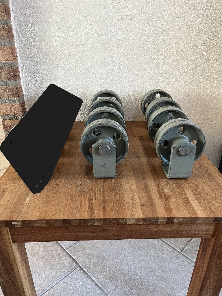 Zware massief metalen zwaarlastwielen , ijzeren bok wielen, Ophalen of Verzenden, Gebruikt, IJzer