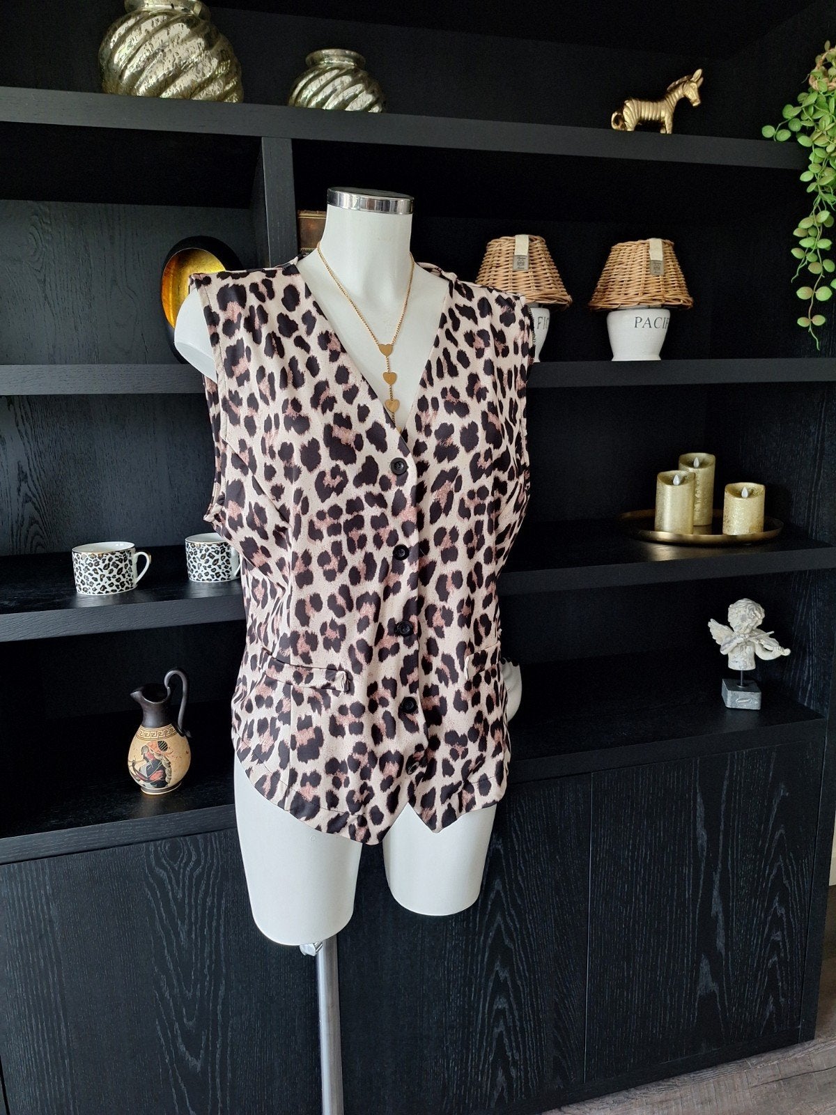 Gilet panterprint L / XL 40 42, Kleding | Dames, Tops, Nieuw, Maat 42/44 (L), Bruin, Zonder mouw, Ophalen of Verzenden