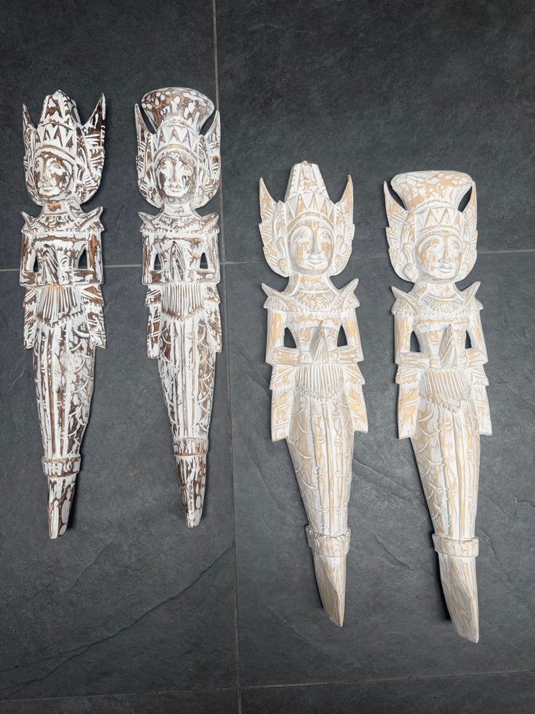 Rama Sita set houtsnijwerk beeld Bali Indonesie handwerk, Handgemaakt, Beeld, Hout, Bruin