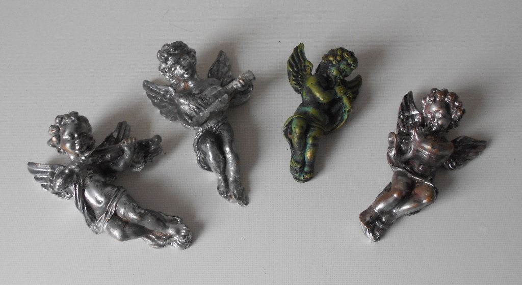 Engelen - set van 4 musicerende Engelen - vintage., Verzamelen, Beelden en Beeldjes, Ophalen of Verzenden, Gebruikt, Religie