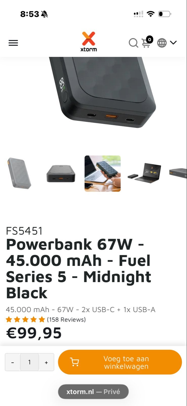 Xtorm Powerbank 67W - 45.000 mAh - Fuel Series 5, Telecommunicatie, Powerbanks, Ophalen of Verzenden, Nieuw