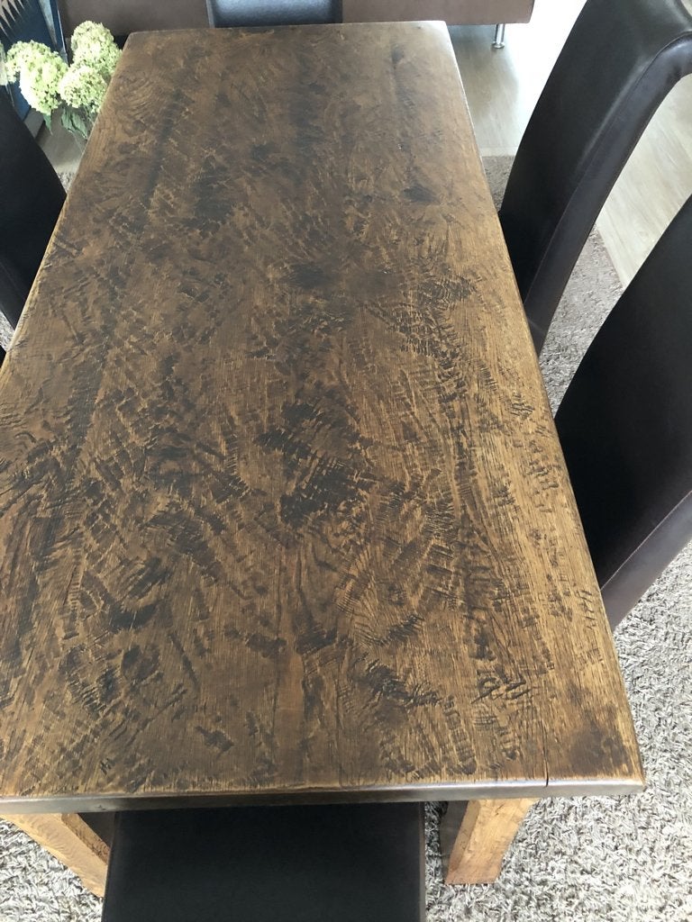 Eiken eettafel met 6 stoelen, Huis en Inrichting, Ophalen, Gebruikt, Eikenhout, 50 tot 100 cm