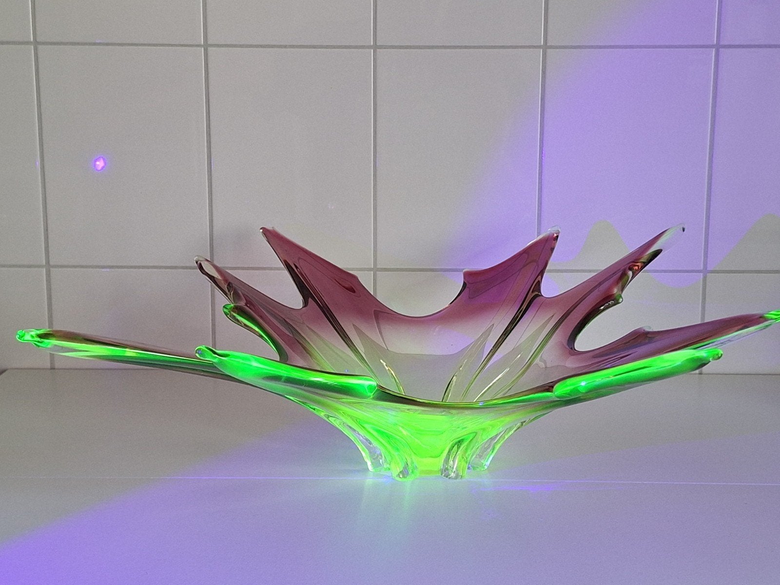 Murano XL Schaal Uranium Glas Tafelmiddenstuk, Ophalen