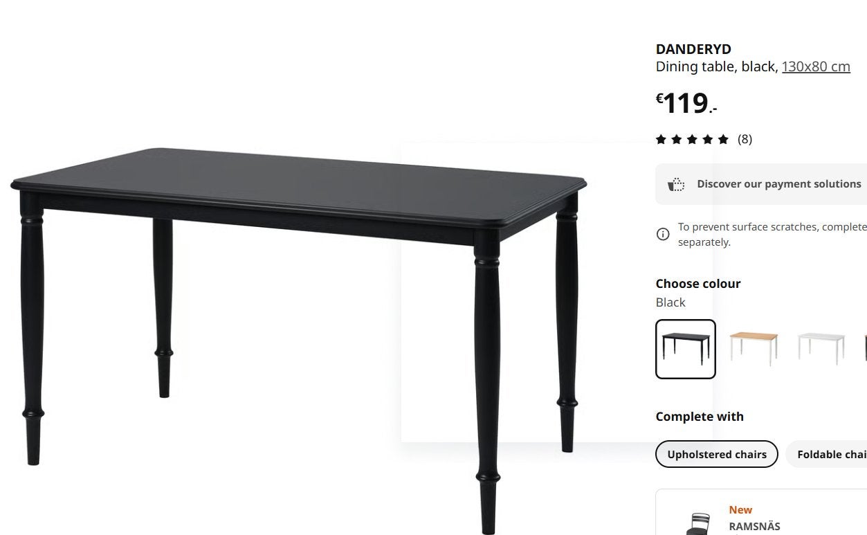 4-persoons eettafel van MDF, Ophalen, Zwart, Gebruikt, Spaanplaat of MDF