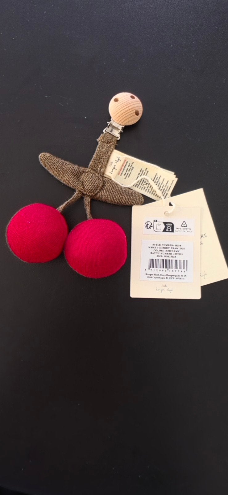 Konges Sløjd Cherry Pram Toy - Rammelaar Kersen, Ophalen of Verzenden, Nieuw