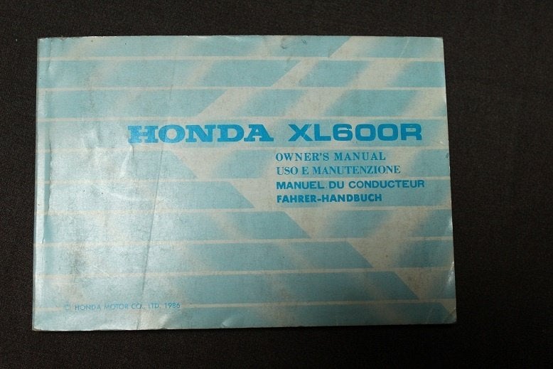 Honda XL600R 1986 motorcycle owner's manual XL 600R, Ophalen of Verzenden, Honda