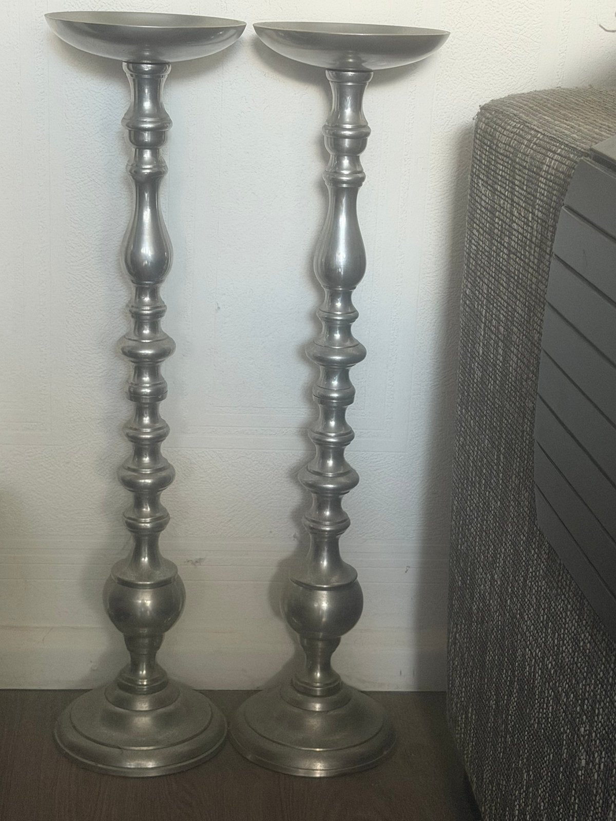 Mooie grote zilverkleurige kandelaars, Ophalen, Overige materialen