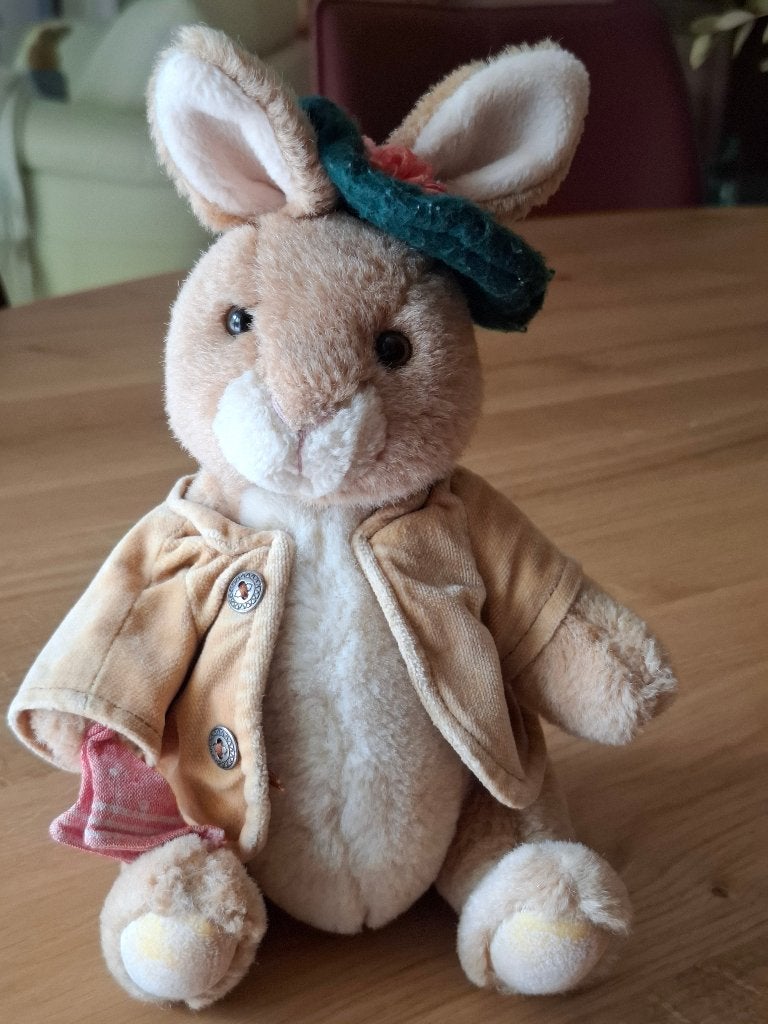 Vintage Benjamin Bunny zachte knuffel - 30 cm, Overige merken, Overige karakters, Konijn, Ophalen of Verzenden
