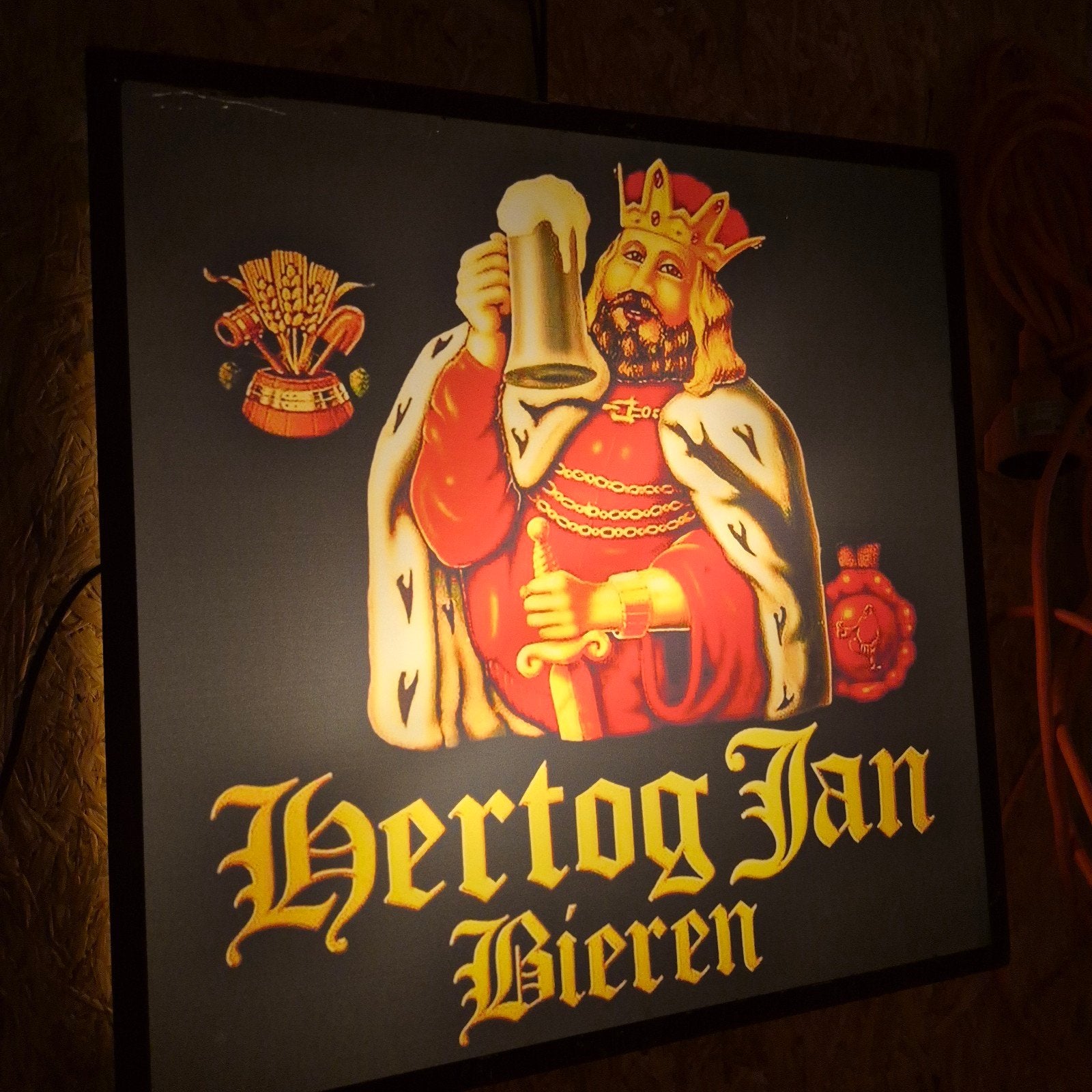 Hertog Jan lichtreclame 40x40 cm, Verzamelen, Biermerken, Ophalen of Verzenden, Gebruikt, Reclamebord, Plaat of Schild, Hertog Jan