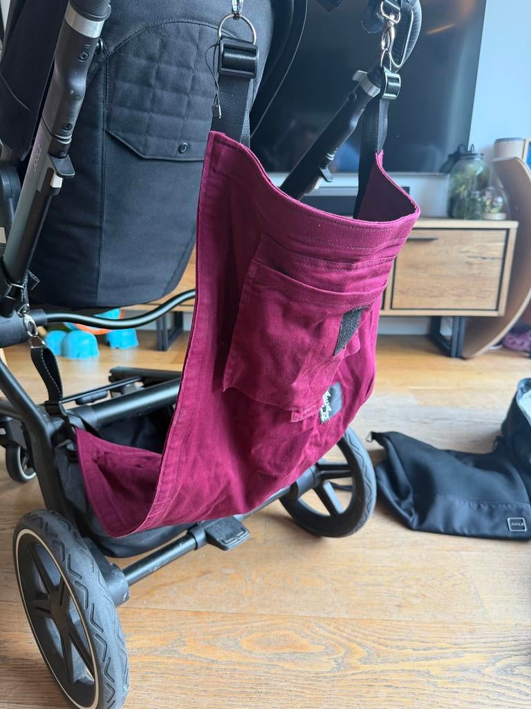 Mazelaki hangmat voor kinderwagen, burgundy met veiligheidsn, Ophalen, Gebruikt