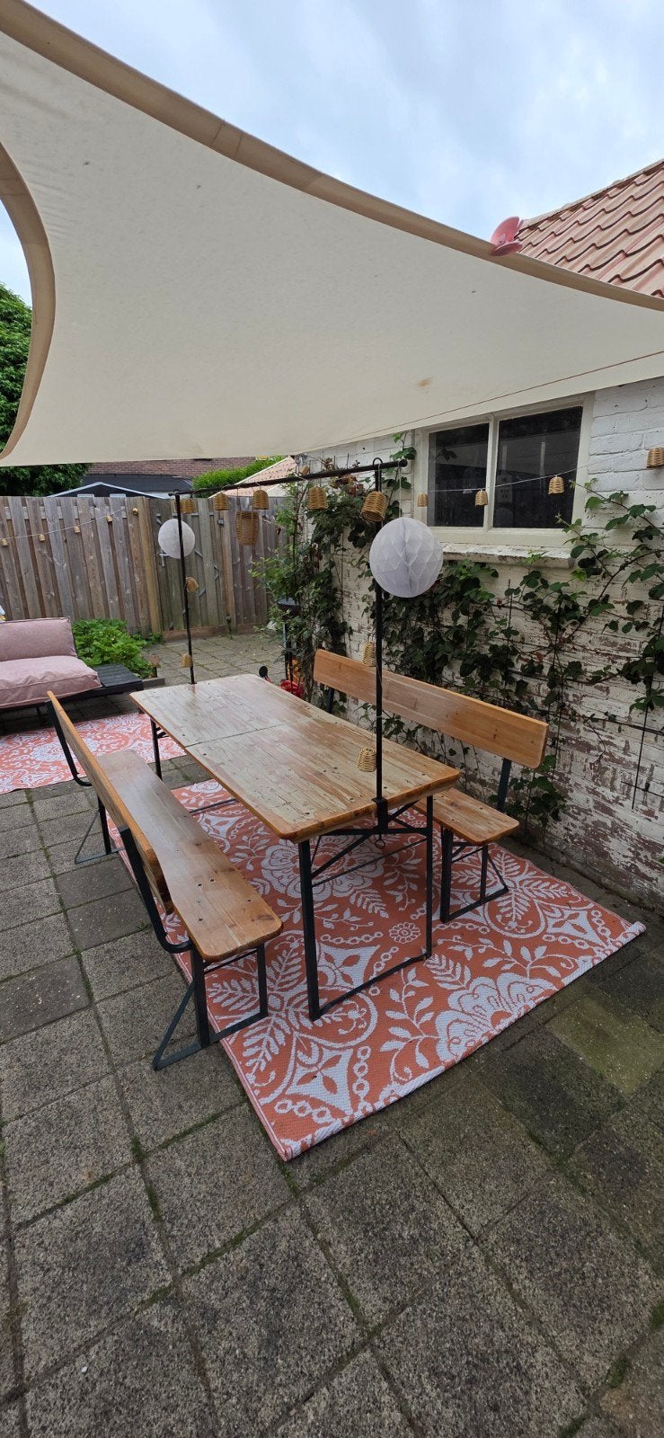 Casaria Biergartitur / Picknicktafel Set – 2 Banken met Rugl, Tuin en Terras, Picknicktafels, Ophalen, Gebruikt, Inklapbaar, Rechthoekig