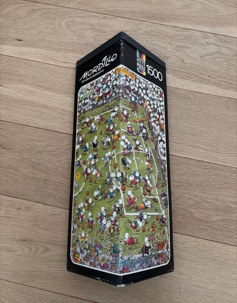 HEYE Mordillo Voetbal Puzzel 1500 Stukjes (1981), Ophalen of Verzenden, 500 t/m 1500 stukjes, Gebruikt, Legpuzzel