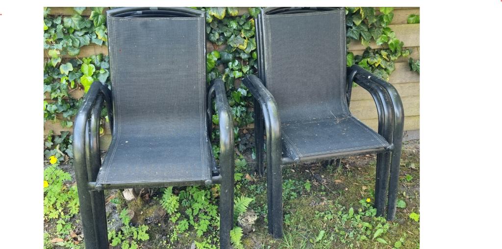 Set of  6 garden chairs, Ophalen, Gebruikt, Metaal, Stapelbaar