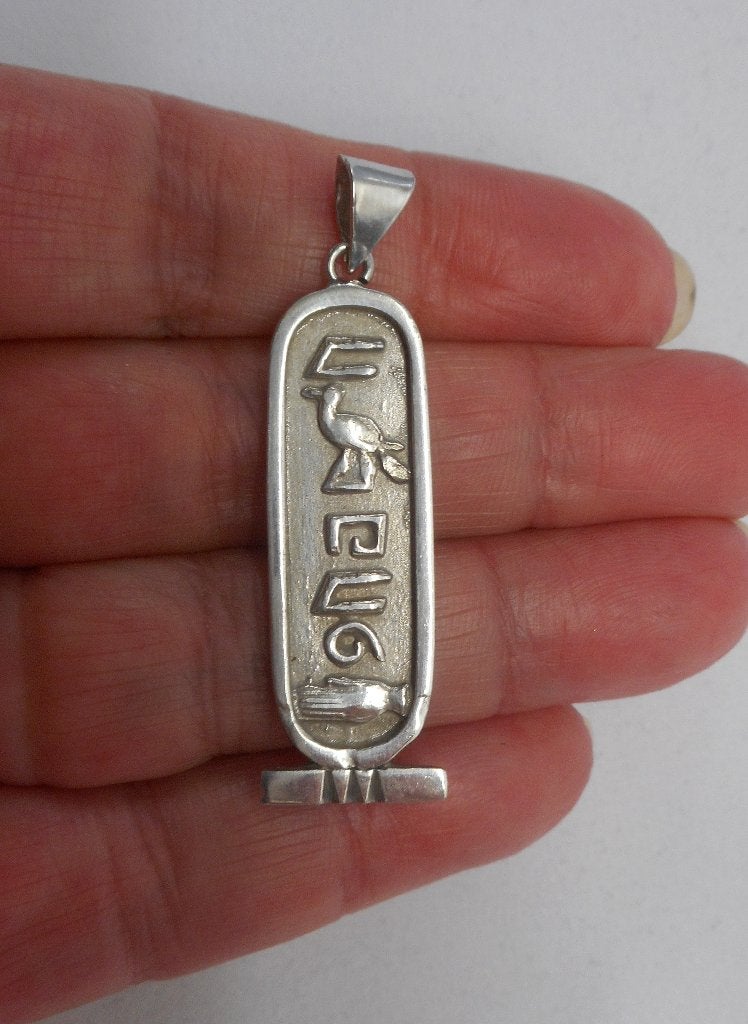 Zilveren vintage Egyptische symbolen hanger nr.631, Verzenden, Zo goed als nieuw, Kruis of Symbool, Zilver