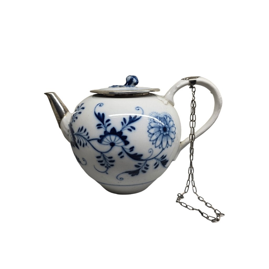 Antiek porseleinen Meissen zwiebelmunster theepot, Ophalen of Verzenden