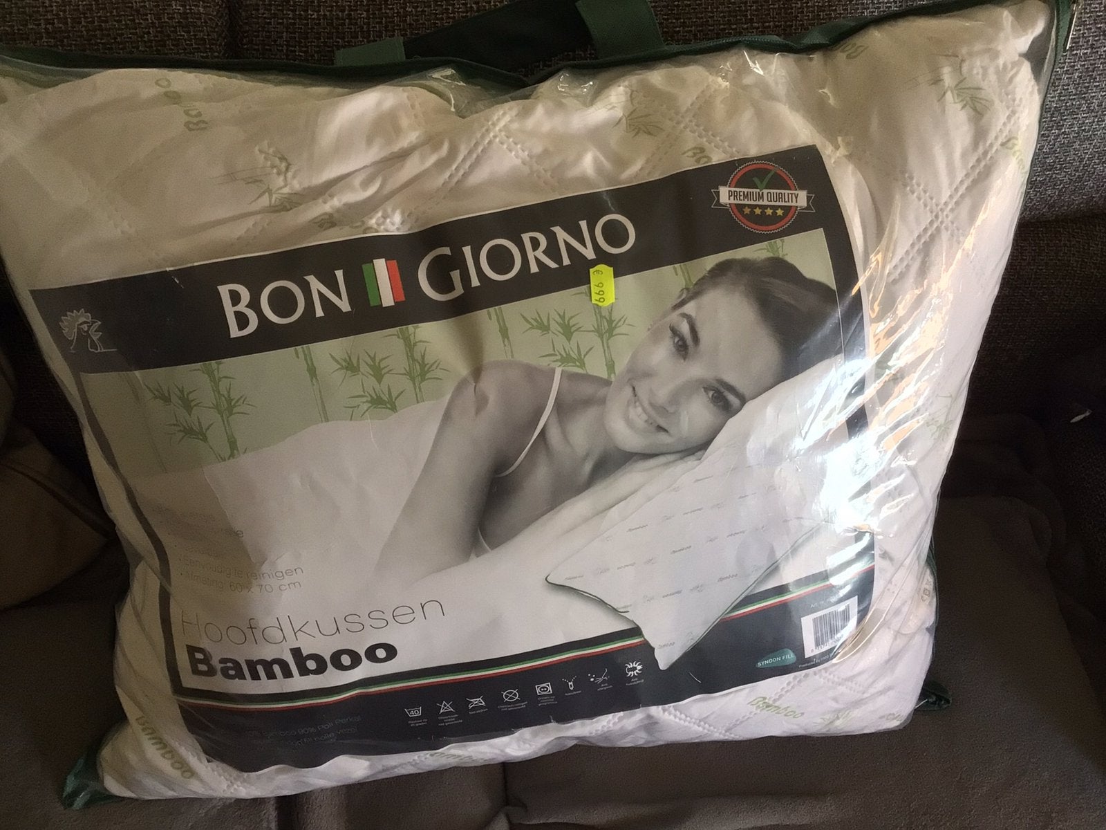 Bamboo hoofdkussen nieuw, Ophalen, Eenpersoons, Wit, Zo goed als nieuw