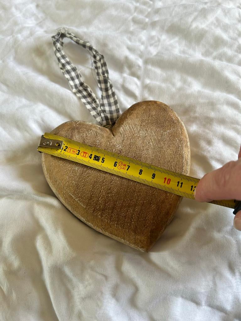 Decoratief houten hart met ruitjeslint - Landelijke stijl, Hout, Gebruikt, Ophalen of Verzenden, Landelijk