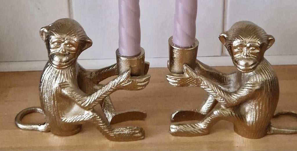 2 apen kaarsen standaarts, Huis en Inrichting, Woonaccessoires | Kandelaars en Kaarsen, Ophalen of Verzenden