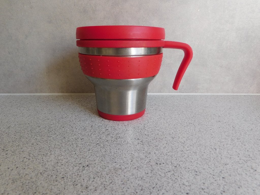 Travel Mug 0,3 Ltr. Dubbelwandig Rood RVS Hovac, Overige materialen, Overige typen, Ophalen of Verzenden, Zo goed als nieuw
