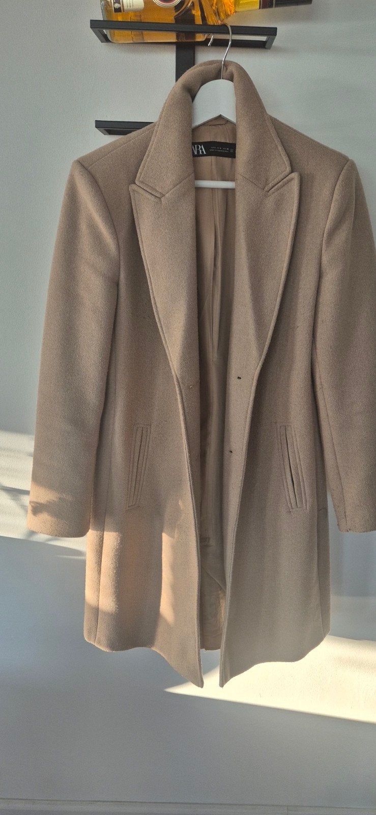 Zara wollen jas - Zwart en Beige - Maat S, Kleding | Dames, Ophalen of Verzenden, Maat 36 (S), Gedragen, Zara