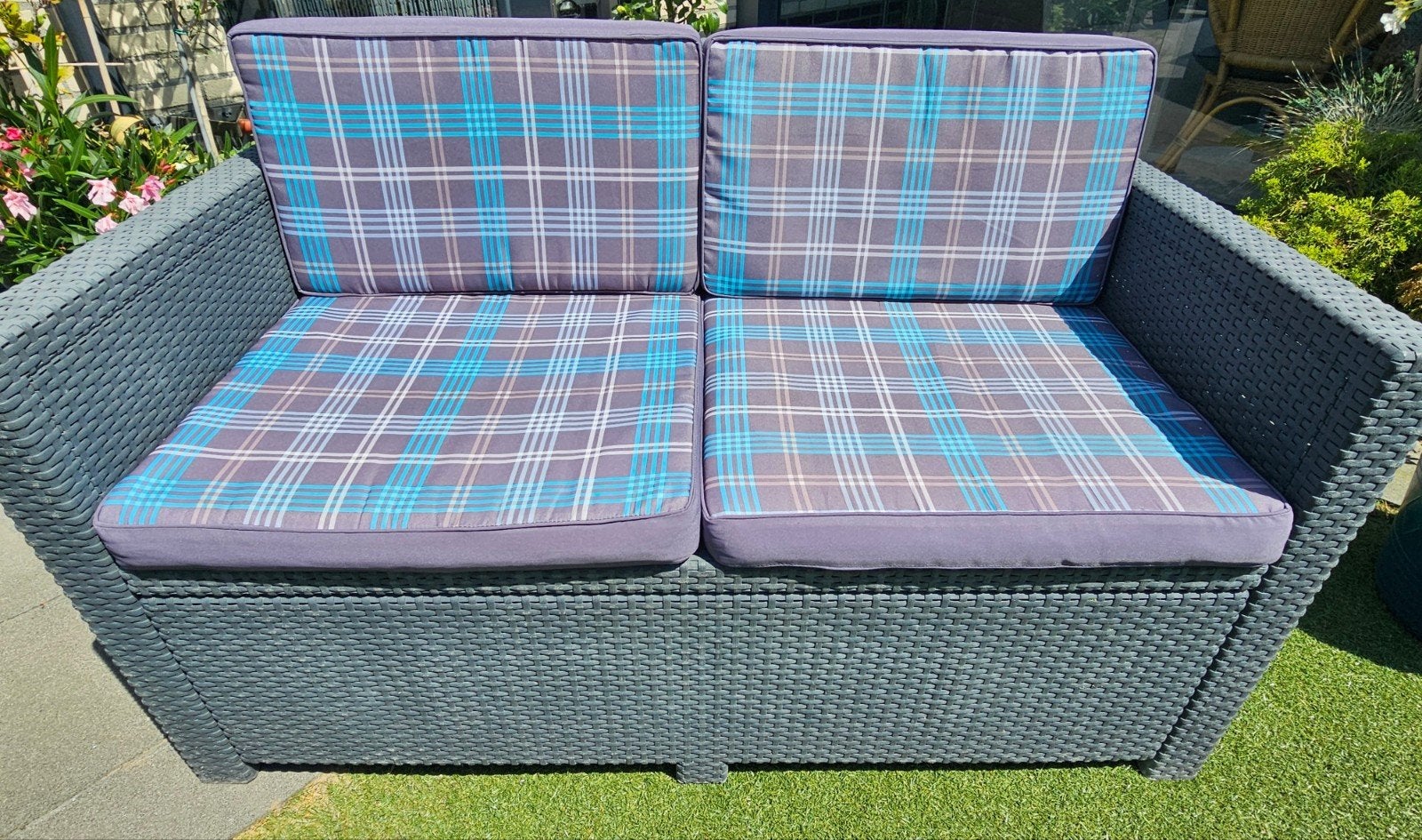 Comfortabele Allibert Tuinbank kunstof met Kussens, Tuin en Terras, Tuinbanken, Ophalen, Gebruikt, Kunststof