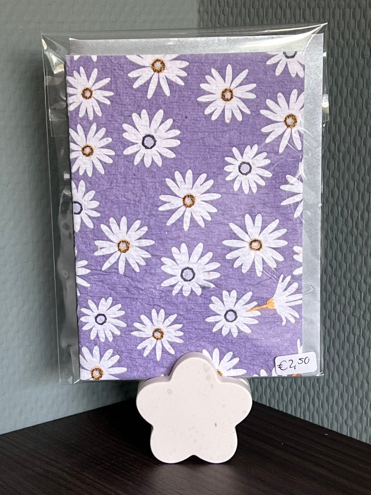 Wenskaart bloemen handgeschept van gerecycled papier, Ophalen of Verzenden, Nieuw