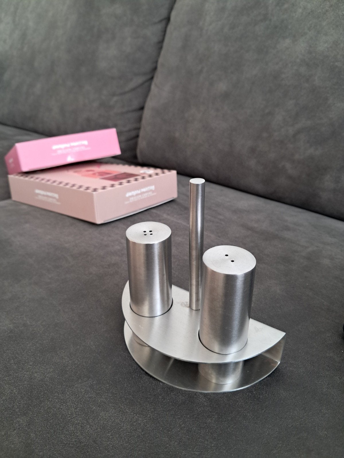 Zout- en Pepermolen Set - RVS Design, Ophalen, Zilver, Zo goed als nieuw, Voorraadpot