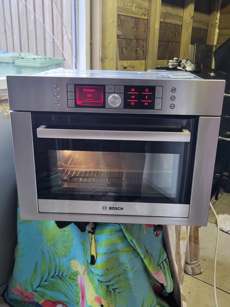 BOSCH RVS COMBI OVEN MAGNETRON EN ZELFREINIGENING FUNCT, Witgoed en Apparatuur, Ovens, Ophalen, Zo goed als nieuw, Hete lucht