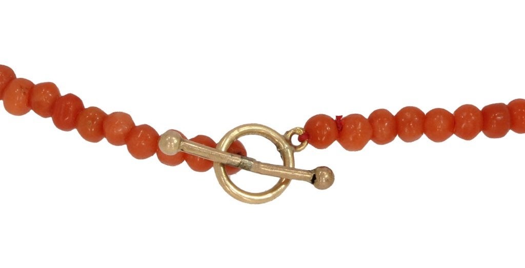 Bloedkoraal antieke armband 14k gouden kapittel slot vintage, Verzenden, Goud, Armband, Met edelsteen