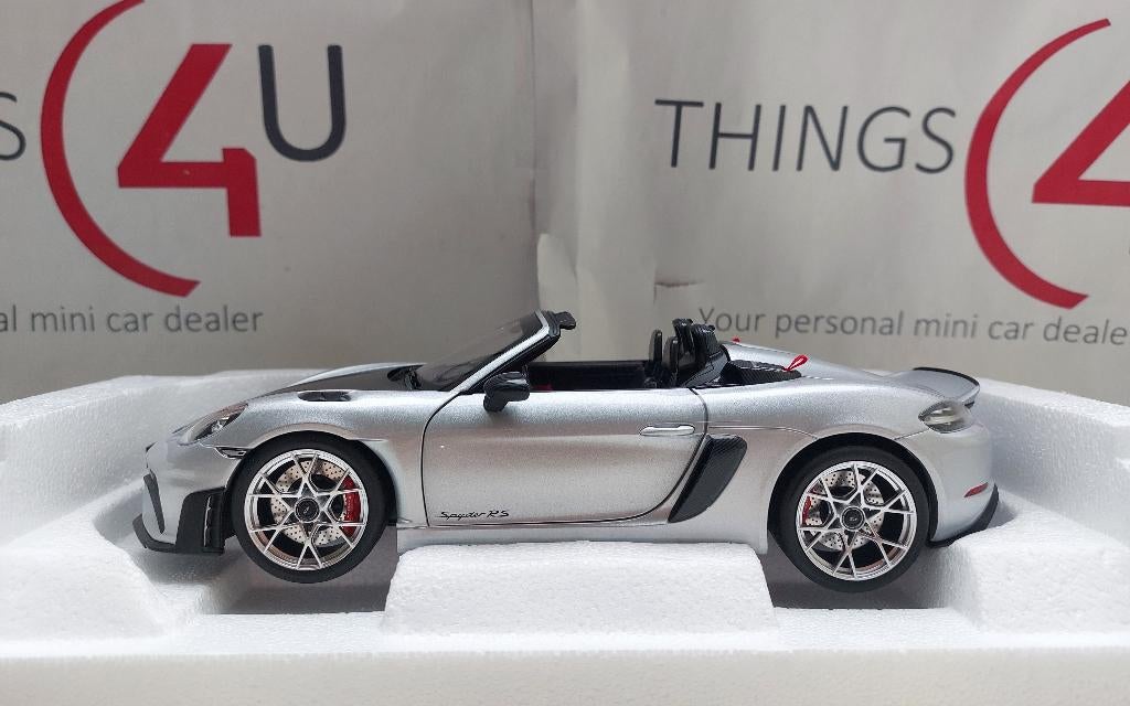 Norev 1:18 Porsche 718 Spyder RS Weissach Pack 2023 zilver, Ophalen of Verzenden, Nieuw, Auto, Norev
