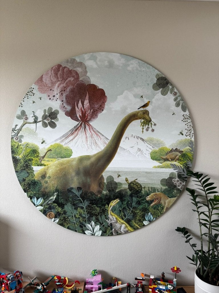 Muurcirkel pimpelmees op dibond Dinosaurus, Ophalen, Zo goed als nieuw, Wanddecoratie