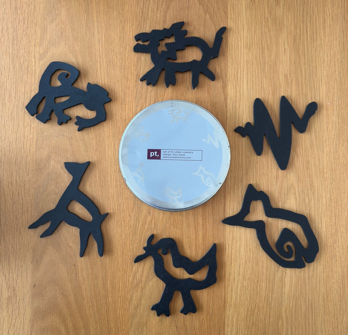 Teun Kees Design Complete Set + Blik, Glasonderzetter, Ophalen of Verzenden, Zwart, Rubber/elastomeren