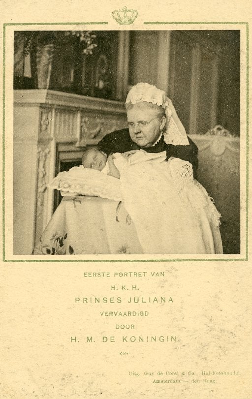 KONINGIN EMMA en PRINSES JULIANA 1909 (DR184), Verzamelen, Koninklijk Huis en Royalty, Verzenden, Gebruikt, Nederland, Kaart, Foto of Prent