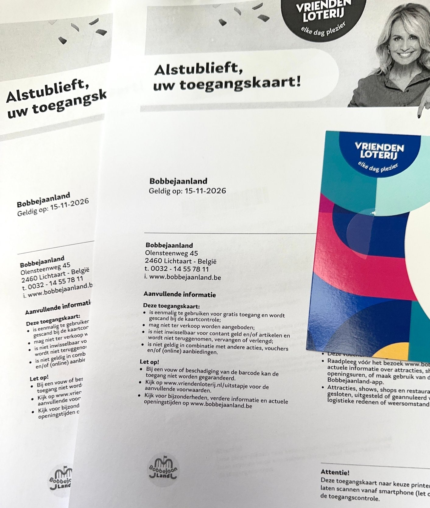 2 kaartjes Bobbejaanland voor 15-11-2026., Twee personen, November