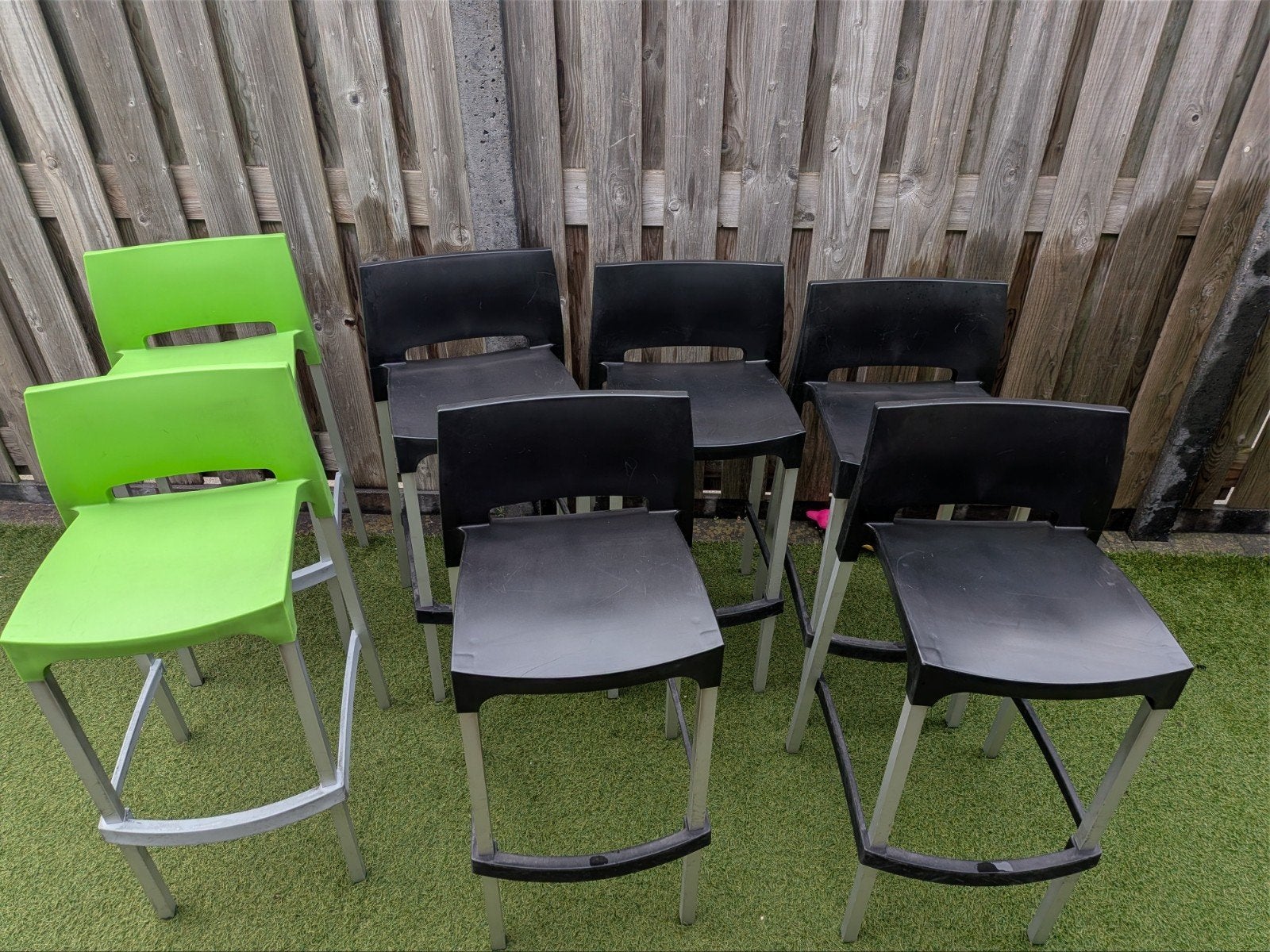 7 Siësta barkrukken - 5 zwart, 2 groen, Ophalen, 60 tot 90 cm, Metaal, Gebruikt