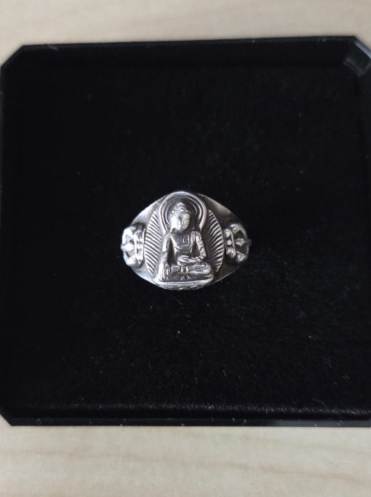 Mooie 925 zilveren ring met Boeddha, Gebruikt, Ophalen of Verzenden, Kleiner dan 17, Dame