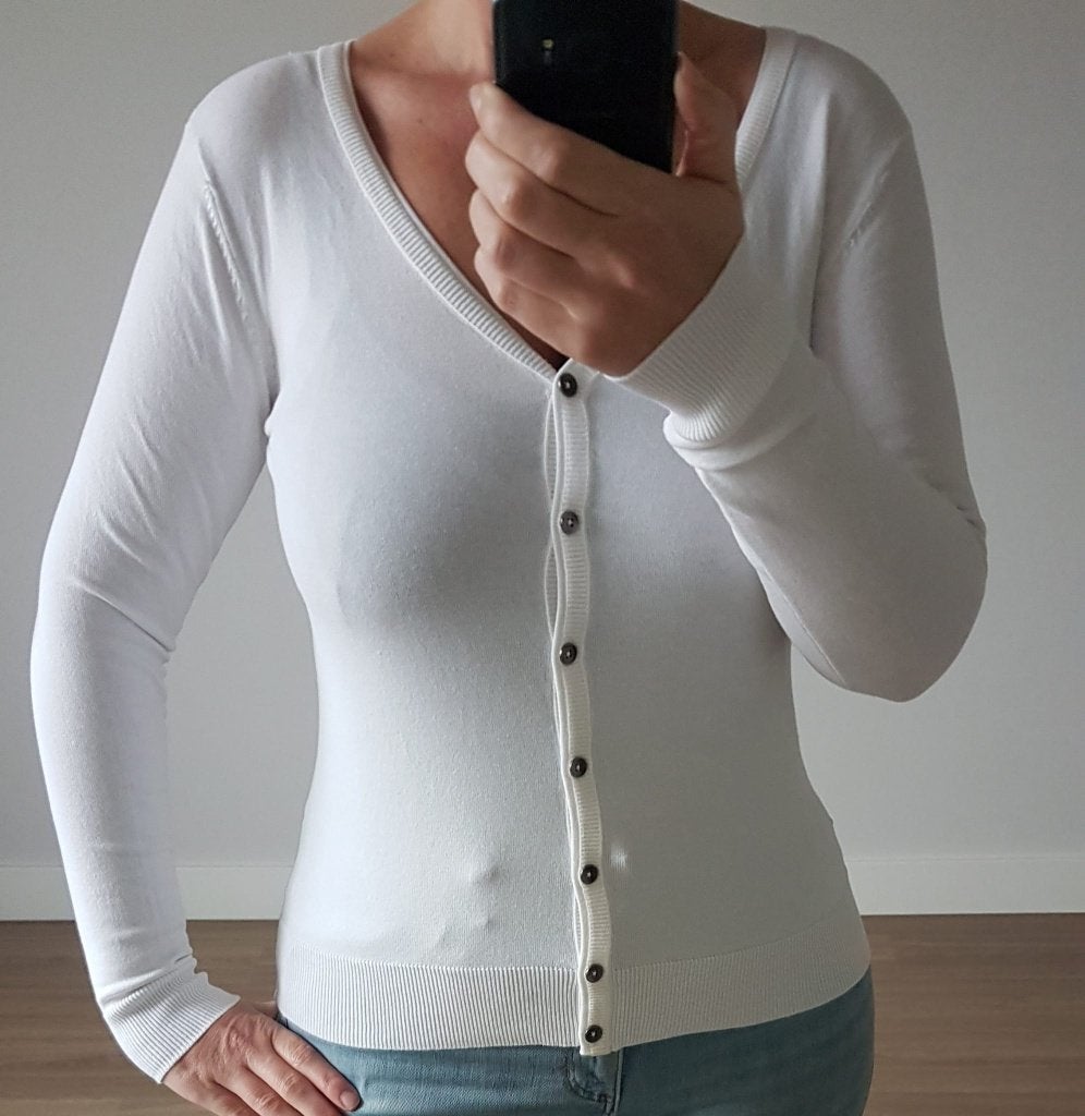 Trui Wit Knopen Vest 80% Katoen Cotton 20% Nylon Dames, Kleding | Dames, Maat 38/40 (M), Verzenden, Wit, Nieuw