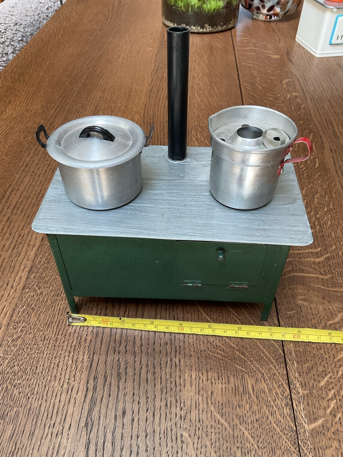 Vintage speelgoed fornuis met potten en pannen, Ophalen of Verzenden