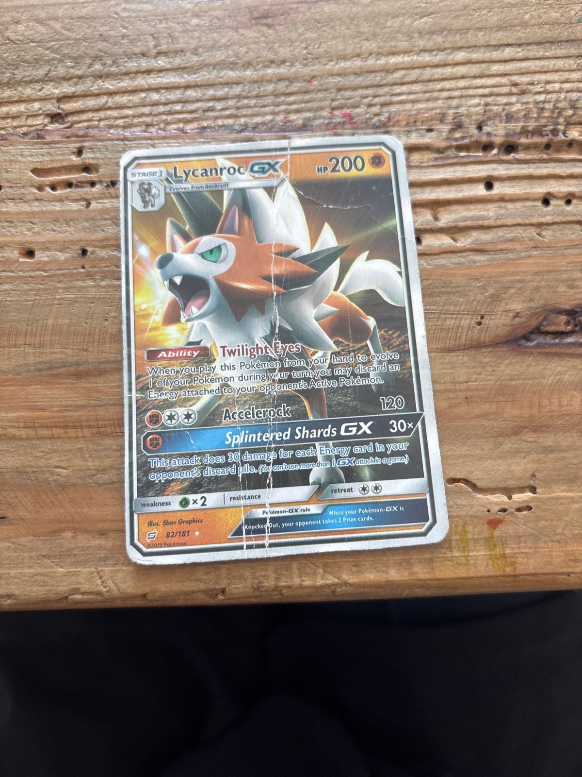 Pokémon kaart Lycanroc GX uit 2019, Ophalen of Verzenden, Gebruikt, Losse kaart, Foil