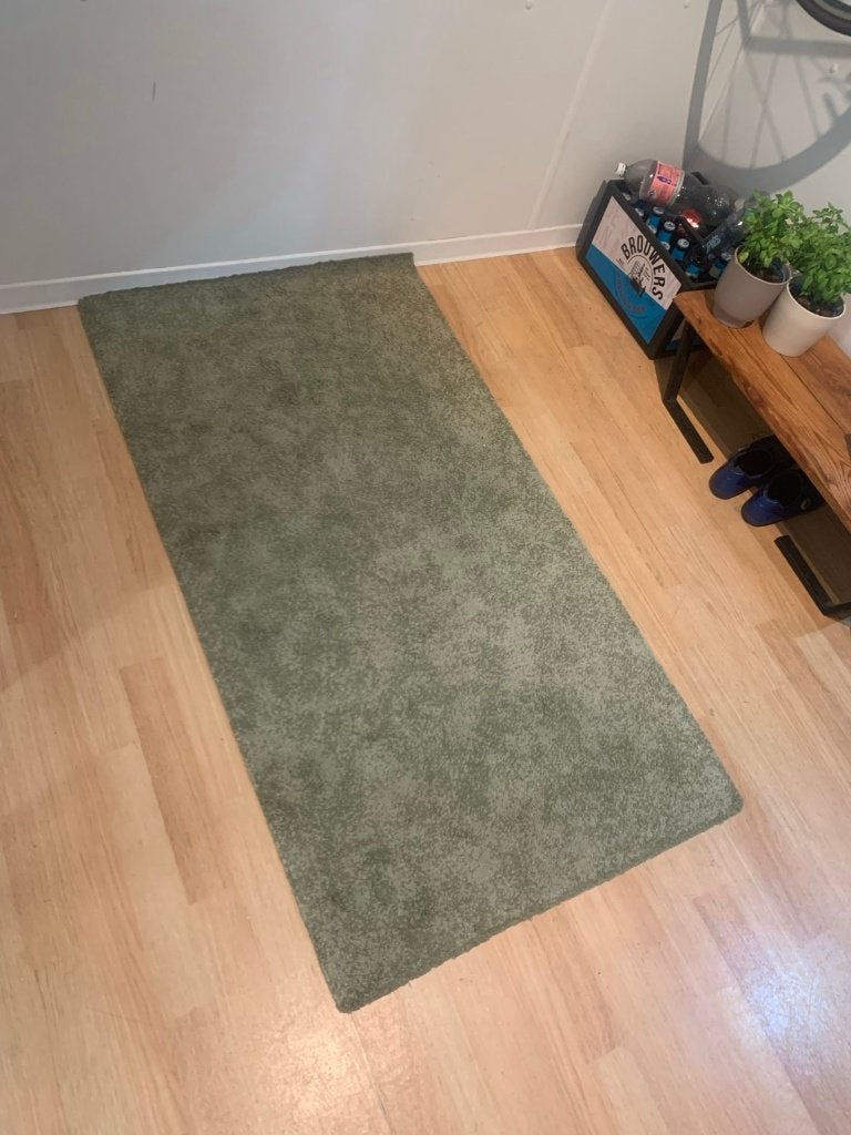 Green IKEA STOENSE carpet / tapijt 150x80, Ophalen, Gebruikt, 100 tot 150 cm, 50 tot 100 cm