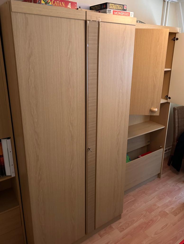 GRATIS AF TE HALEN: Vintage Kastenset, Huis en Inrichting, Kasten | Kledingkasten, Gebruikt, 200 cm of meer, Eikenhout, 50 tot 100 cm