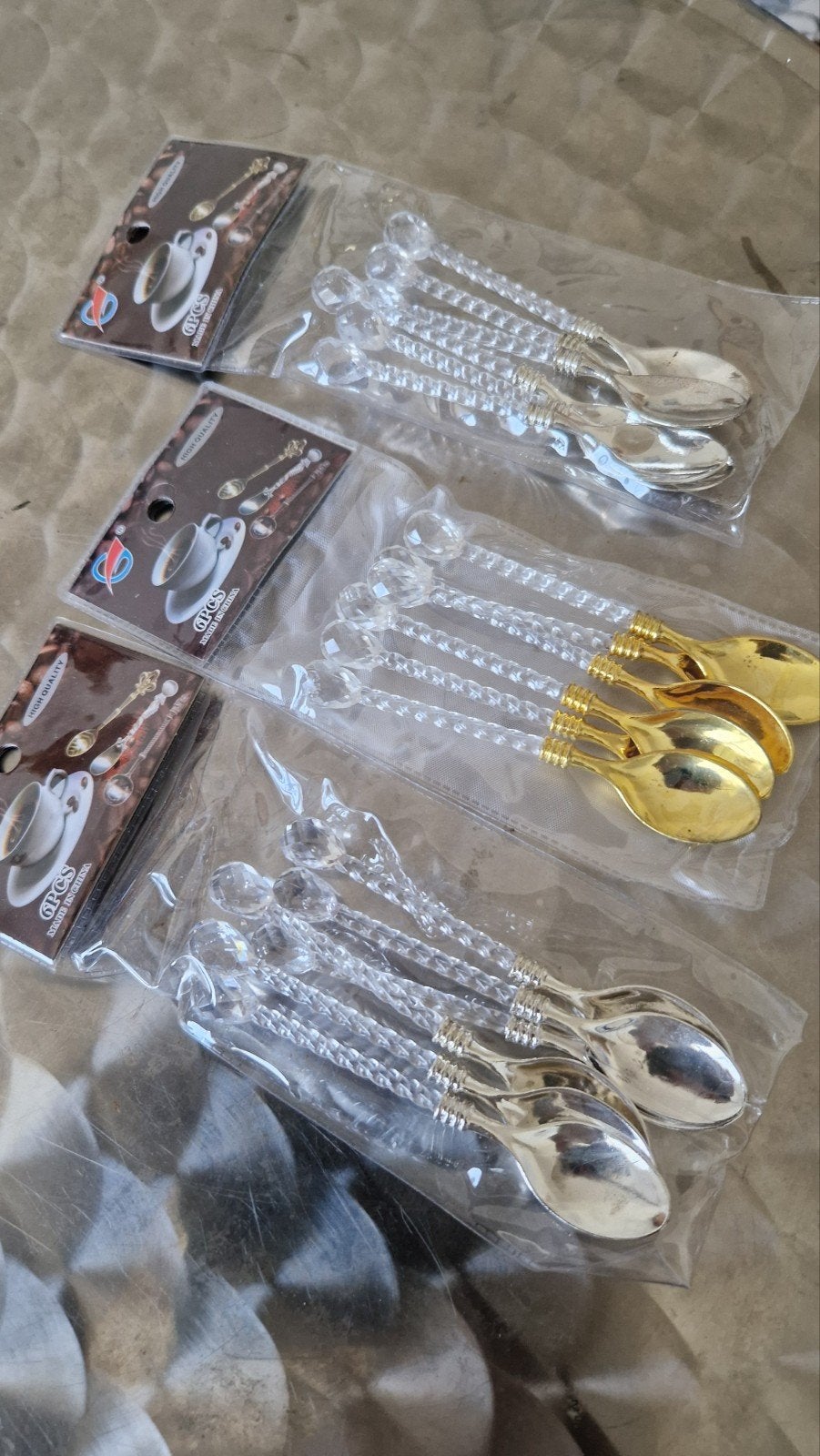 Set van 6 theelepels met kristallen handvat - Nieuw, Theelepel, Overige materialen, Los bestek, Onbekend