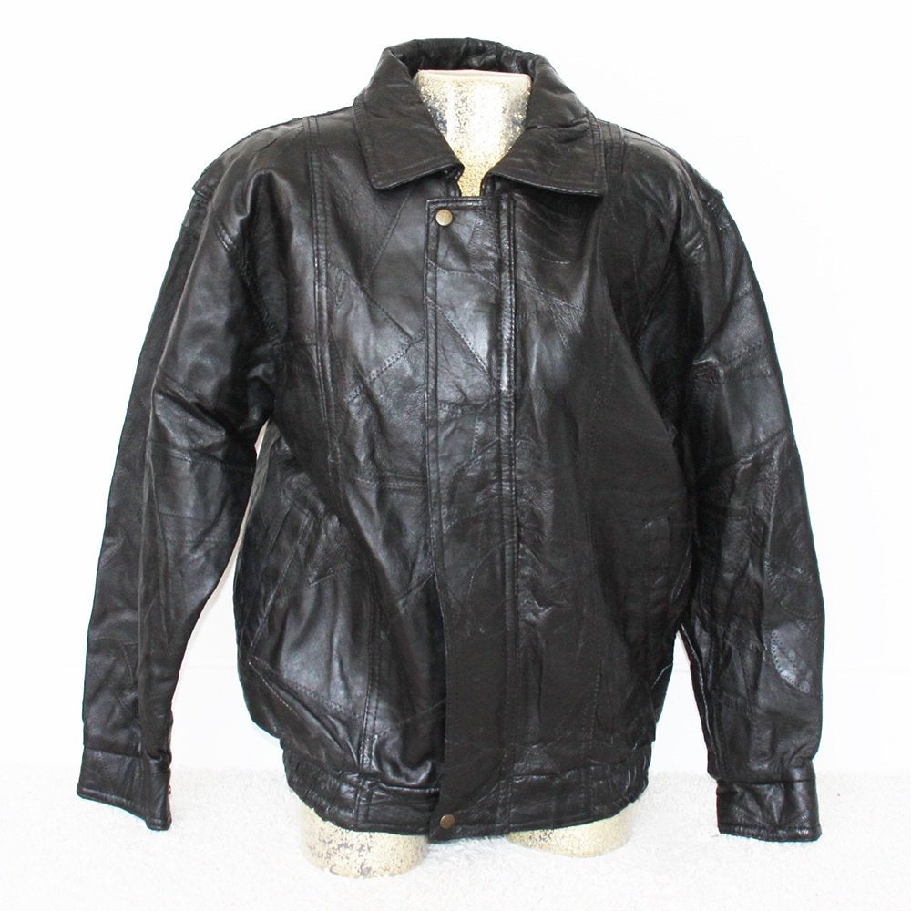Mooie Vintage Leren Dames Jas281* (L) € 50,-, Kleding | Dames, Zwart, Maat 42/44 (L), Ophalen of Verzenden, Zo goed als nieuw