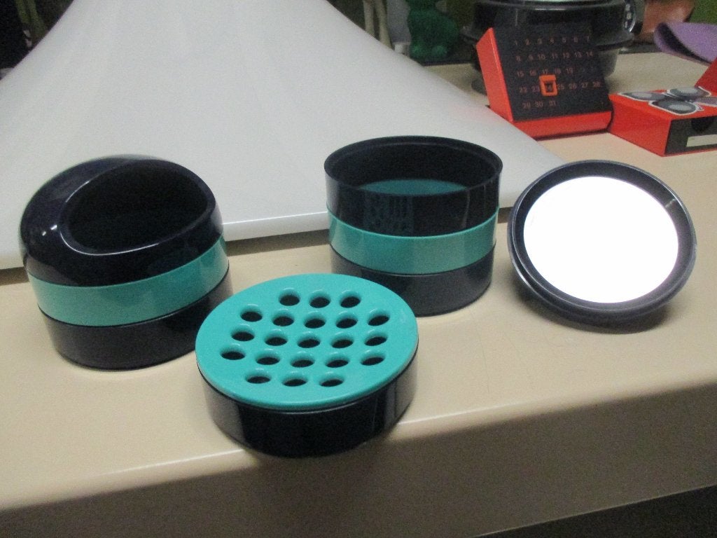 Make up opberg set blauw kunststof jaren 70 design retro, Ophalen of Verzenden, Persoonlijke verzorging