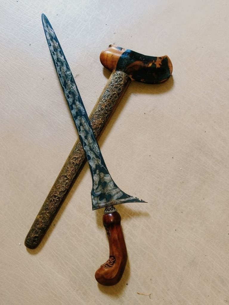 Antieke Keris Brojol Pamor Korowelang Timoho Hout SVG88, Verzenden, Overige materialen, Indonesië, Meerkleurig