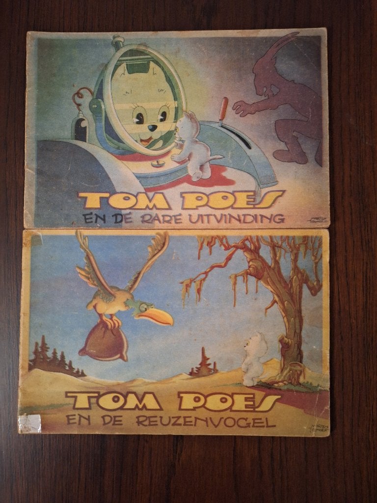 Tom Poes deel 1 en 2, eerste druk, uitgave De Muinck & Co., Boeken, Ophalen of Verzenden, Gelezen, Marten Toonder, Prentenboek