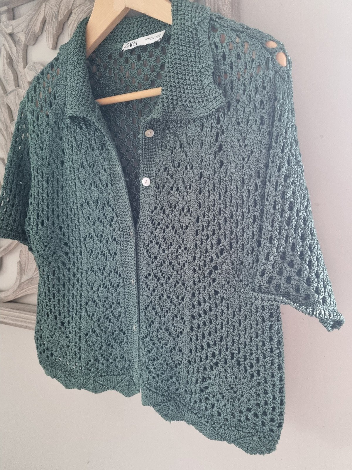 Zara gehaakt vestje maat M, groen, Maat 38/40 (M), Zara, Ophalen of Verzenden, Zo goed als nieuw