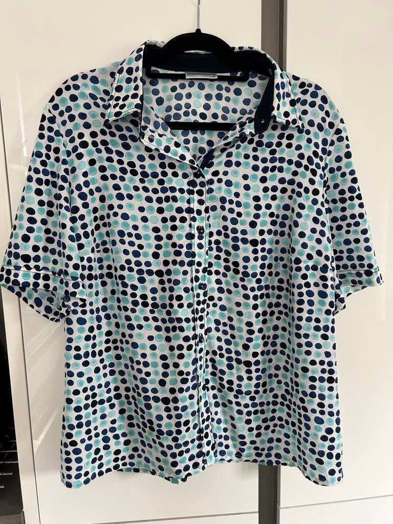 Sommermann blouse wit met stippen zwart en blauw L / XL, Kleding | Dames, Blouses en Tunieken, Ophalen of Verzenden, Zo goed als nieuw